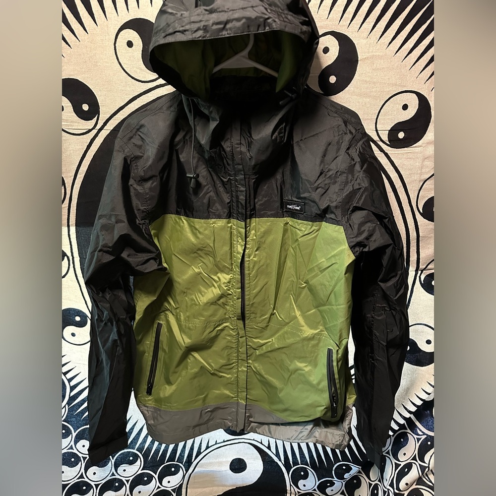 Flag Nor Fail Light Wind Breaker Rain Jacket Black Green Large